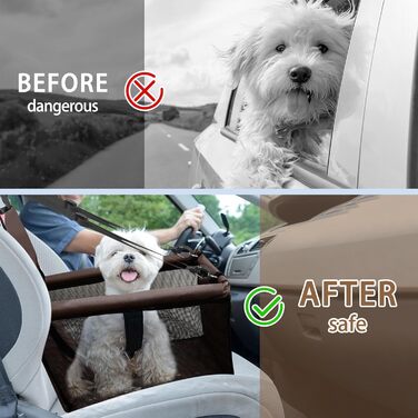 Складане автокрісло для собак PetsHome, водонепроникне, дихаюче, оксфордська сумка для подорожей для малих і середніх собак, цуценят та домашніх тварин, колір: кава