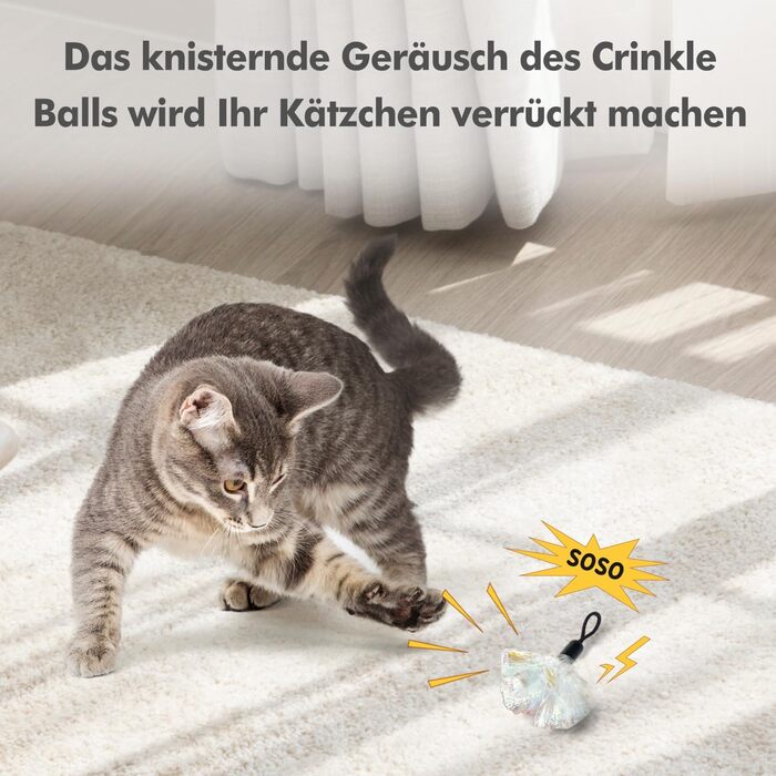 Іграшка для котів GoldenSun 3 в 1: електрична інтерактивна з USB-зарядкою, Whack-A-Mole, метелик, м'ячик, 6 насадок, комплект Y-7, білий колір