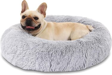 М'яке ліжко для собак та котів Doughnut, зручне гніздо, Ø40 см, сірий колір, для маленьких собак та котів (до 2.5 кг)