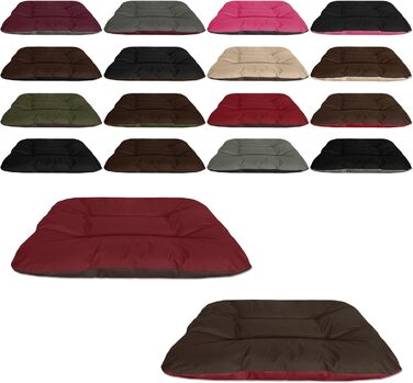 Кругле лежанка для собак BedDog® REX, велика, Бордо-сірий, 120x100x14 см, з можливістю перевертання, для дому та вулиці, SULTAN (червоний/коричневий)