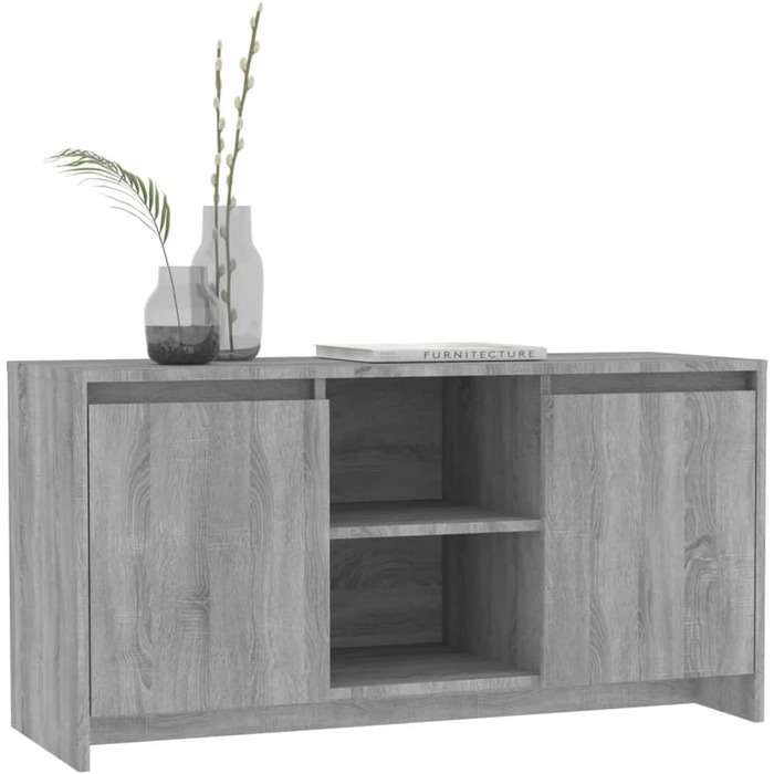 ТВ тумба vidaXL з дверцятами, полицями, біла, 102x37,5x52,5 см, ДСП (дуб сонома) – сучасна низька шафа для телевізора та Hi-Fi