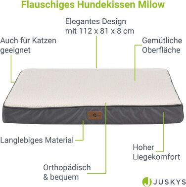 Ортопедичне ліжко для собак Juskys Milow 112x81 см, м'яке, міцне, знімний та праний чохол, подушка та мат для великих собак, бежеве