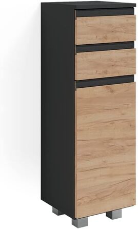 Шафа для ванної Vicco J-Shape, антрацит/дуб, 30x95 см