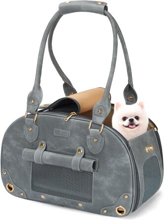 Сумка-переноска для собак та котів PetsHome, преміум-якість, сіра, водонепроникна, складна, 38 x 20 x 25 см