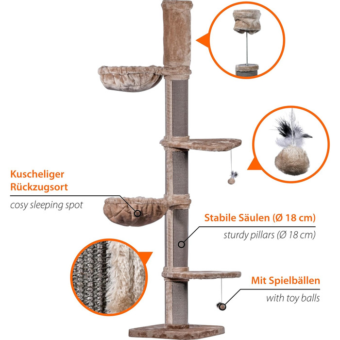 Котячий когтетоп Dobar® Premium з дерева, великий, 35x60x100 см (Biggy)