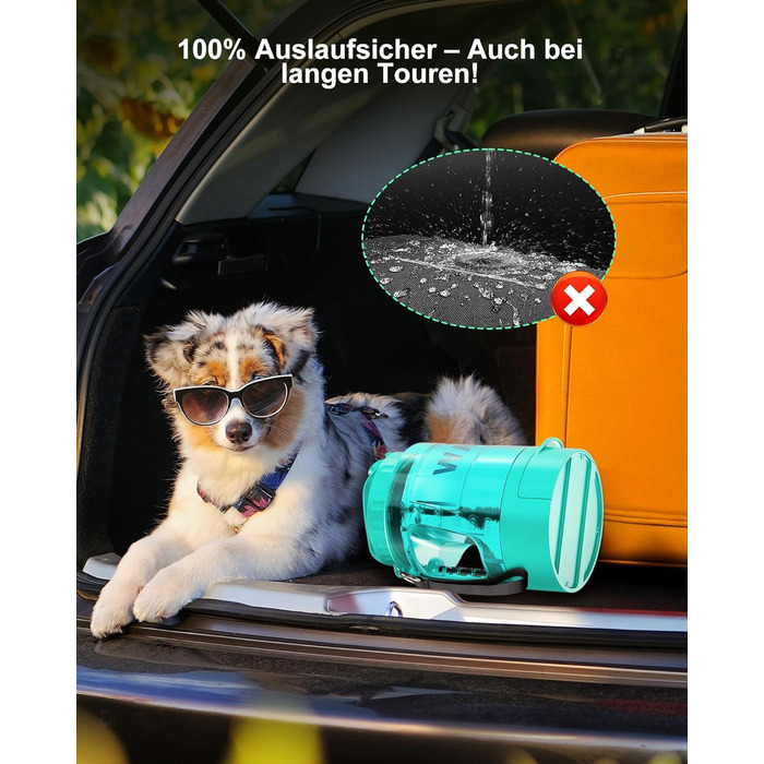 Турбопляшка для собак Lesotc 2200 мл: велика, портативна, для подорожей та кемпінгу (м'ятний)