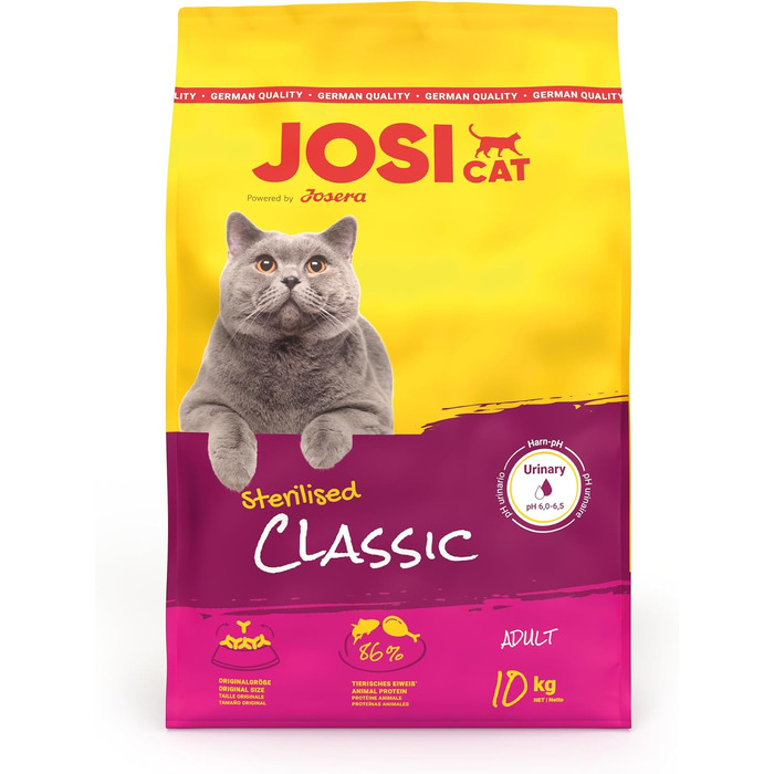 Сухий корм для стерилізованих котів JosiCat Sterilised Classic з птицею та лососем, 10 кг