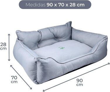 Benetton Hundebett для середніх собак, сірий, 90 см, ергономічне, з поліестеру, придатне для прання