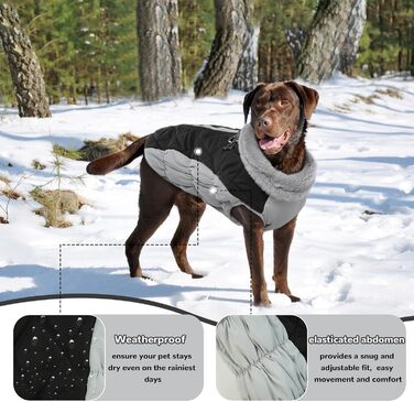 Водонепроникний зимовий теплий одяг для собак, куртка для собак, теплий зимовий одяг для собак, підкладка, одяг для чихуахуа (Чорний S) S Чорний