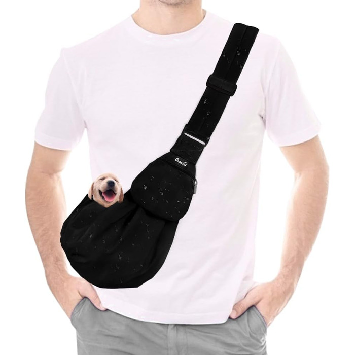 Сумка-переноска для собак SlowTon, чорна водонепроникна, L (для собак 4,5-7,2 кг)