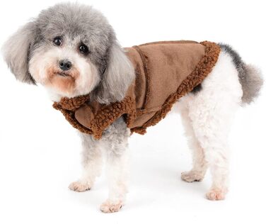 Зунеа Зимовий теплий одяг для собак - тепла куртка для маленьких собак, флісова жилетка для цуценят, теплий одяг для чихуахуа та йоркширських тер'єрів (L, коричневий)