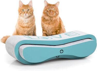 CanadianCat Company Кігтеточка для котів MEGA SPARPACK XXL Orbit і Satellite 2.0, набір з котячою м'ятою, якісний картон, бірюзова, 2 кігтеточки