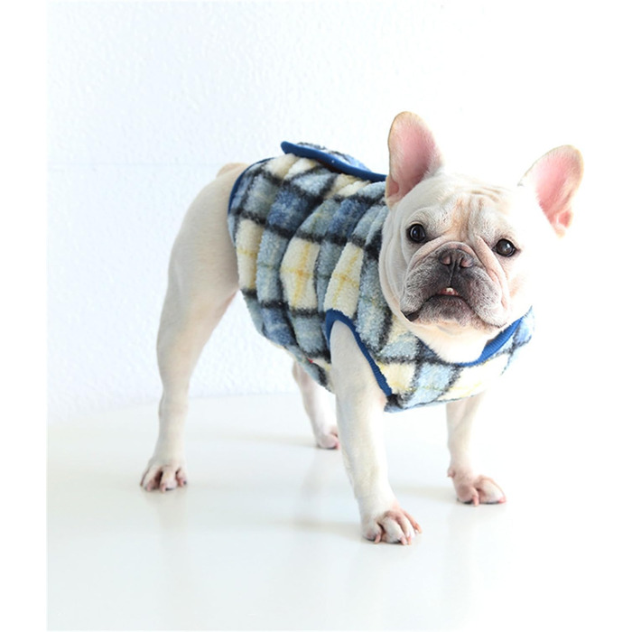 Теплий флісовий теплий одяг для собак великих порід, таких як Французький бульдог, Коргі, Мопс, Бульдог, Бультер'єр, Шіба та інші - зимова куртка, колір блакитний, розмір L: обхват грудей 58-64 см, блакитний