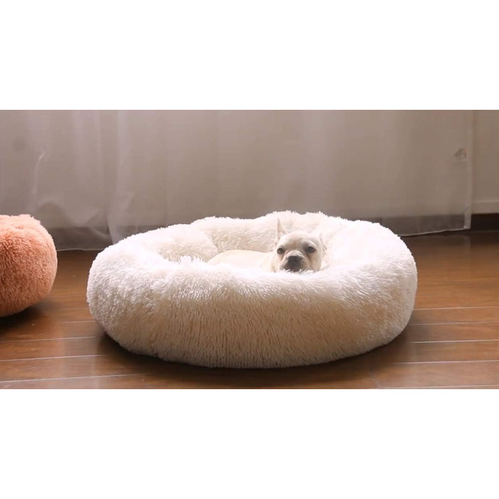 М'яке ліжко-софа для собак Deluxe, кругла, плюшеве, водонепроникне, для великих та екстра-великих собак, 80 см, білий колір