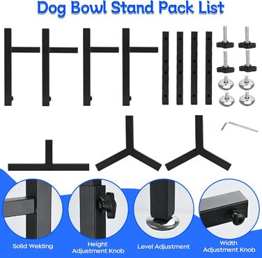 Підставка для корму для собак, регульована по висоті, металева, Quadrangle