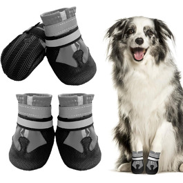 Водонепроникні собачі чоботи для захисту лап, 4 шт. Антиковзаючі чоботи для собак з неслизькою підошвою та світловідбиваючим кріпленням на липучці, для малих, середніх та великих собак (Сірий, XXL)