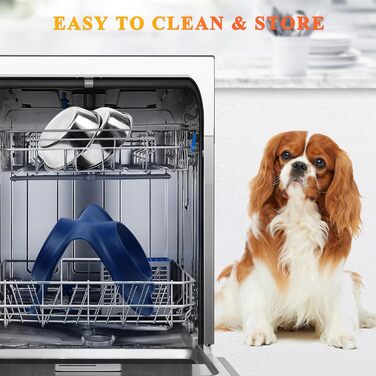 Миска для собак VIVAGLORY Splashfree - нерозливна миска, нержавіюча сталь, силіконова підставка, для кемпінгу, S, Navy Blue, 236 мл