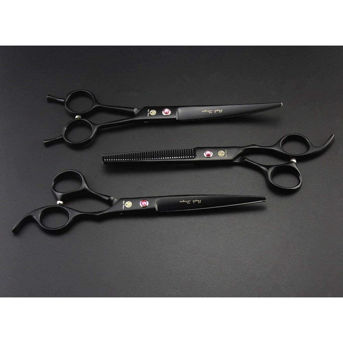 Набір професійних ножиць для грумінгу собак Purple Dragon 7.0 дюймів, 3 шт. з декором зі стразів