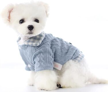 Теплий зимовий светр для собак та котів. М'який, зручний, з рукавами. Підходить для маленьких та середніх порід (Бічон). Колір: блакитний. Розмір XS