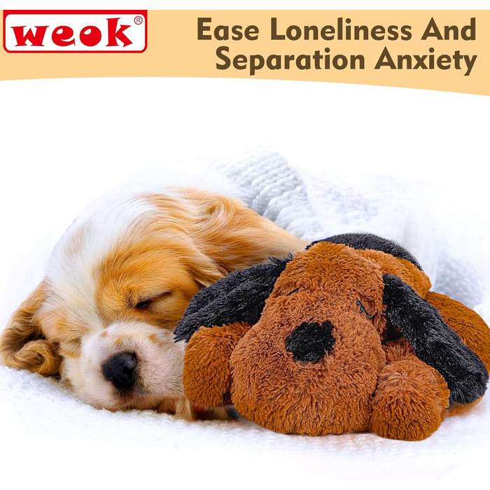 Іграшка-сердечко для собак WEOK - комфортне м'яке ліжко для зняття тривоги, заспокійлива допомога, допомога зі сном, для середніх собак (колір коричневий)