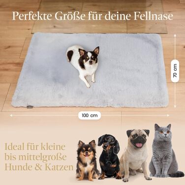 Плед для собак FellEngel de luxe® Premium, 100x70 см, веб-плюш, для собак та котів, собача лежанка, плед для тварин, ідеально для авто, дивана, прання (Cashmere Gray)