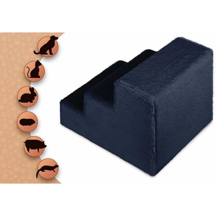 Сходинка для собак Mg Design - 3 сходинки, блакитний колір. Стабільна дерев'яна рама, захищає суглоби, легка та мобільна, для диванів та ліжок, підходить для собак та котів. Розміри: 40 x 45 x 35 см