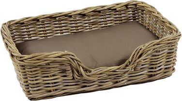 Корзина для собак Kobolo з ротанга з подушкою, 63x42x18 см