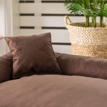 Крісло-лежанка для собак Puffi, велике, середнє, маленьке - м'яке ліжко для собак з Alcantara, миється, зручне, довговічне, зносостійке (XXXL+| 160x110 см, коричневе)