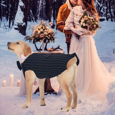 Смокінг для собак середнього та великого розміру, костюм, набір для косплею, святковий набір для собак L: обхват грудей 53-65 см, чорно-білий