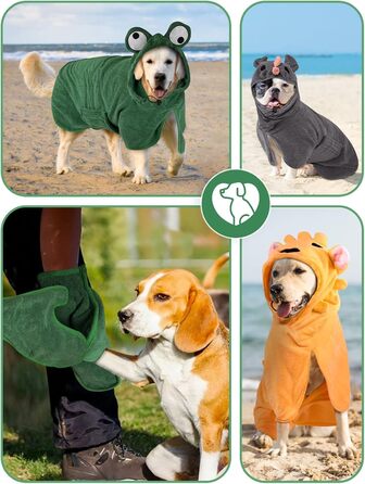 Рушник для собак Badeantel: м'який рушник з мікрофібри, швидковисихаючий, з регульованим коміром на липучці, для собак та котів (XL, зелений)