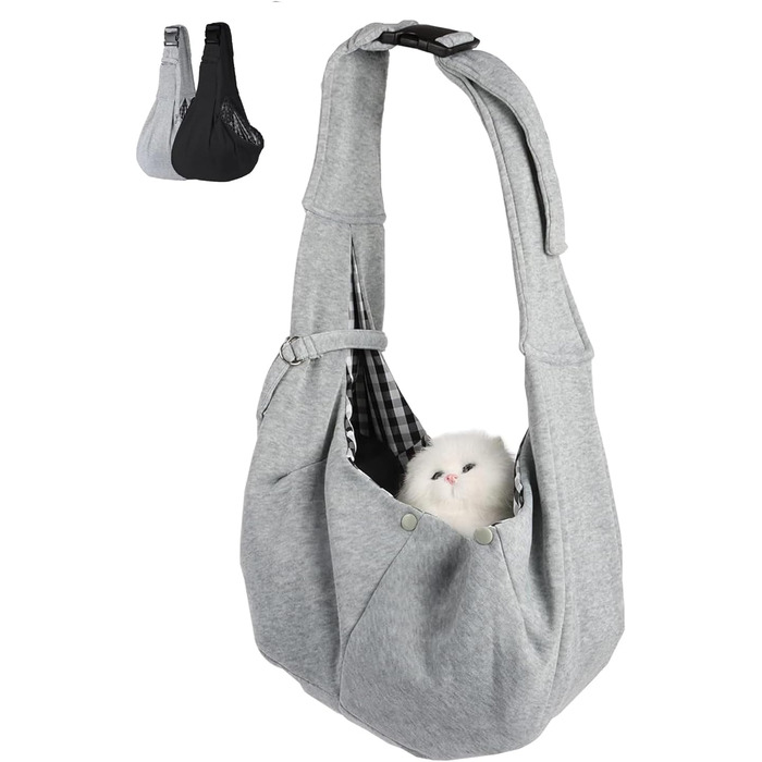 Тканина-кенгуру для цуценят до 7.5 кг, переноска для собак з регульованим плечовим ременем, переноска для домашніх тварин, літня переноска для котів та собак (сіра)