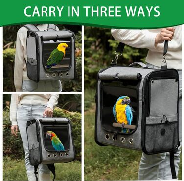 Переносна сумка-переноска для птахів GRLEAYIE: легкий рюкзак для папуги, велика, дихаюча, прозора сумка-переноска для подорожей