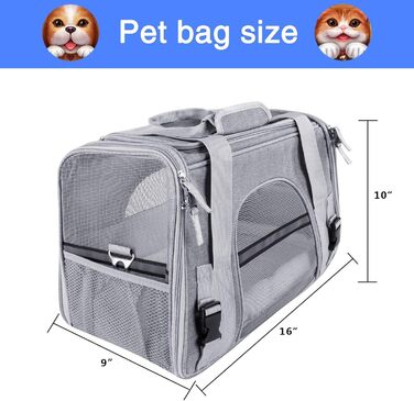 Складана переноска для собак та котів PJDDP з плечовим ременем та плюшевим килимком (сіра)