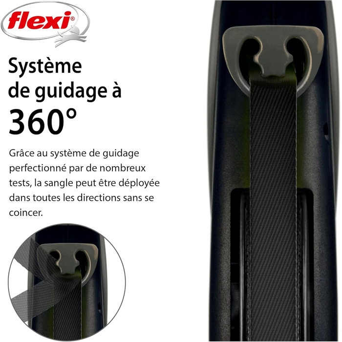 Flexi Giant Plus 8 м рулетка для собак до 25 кг, неонова стрічка, підвищена видимість, міцна та ергономічна система гальмування, чорна