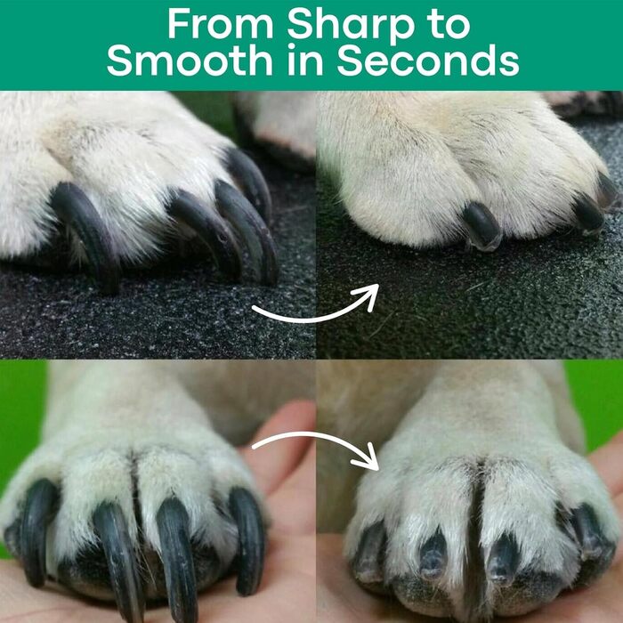 Триммер для обрізання нігтів домашніх тварин, LED, 2-в-1 (обрізання та шліфування), безшумний, білий