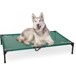 Підняте вуличне ліжко для собак K&H PET PRODUCTS, велике охолоджувальне ліжко з міцним металевим каркасом, дихаючою сіткою, портативне ліжко-платформа для великих собак