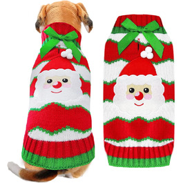 Пуловер для собак на Різдво: Костюм Святого Миколая для собак, малого, середнього та великого розміру. Червоний пуловер з повідком та отвором для хвоста. Ідеальний одяг для домашніх тварин. Розмір L.