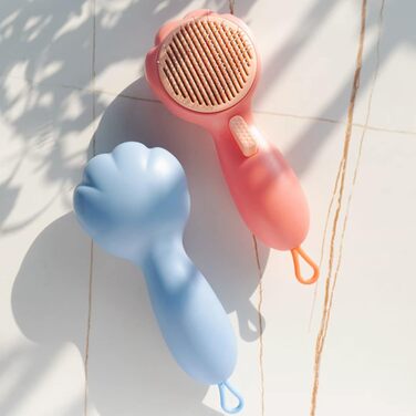 Щітка для собак для видалення шерсті, масажна щітка для котів, видаляє випадаючу шерсть та сплутаності, м'які щетинки, самоочисна, для собак з масажем, блакитна