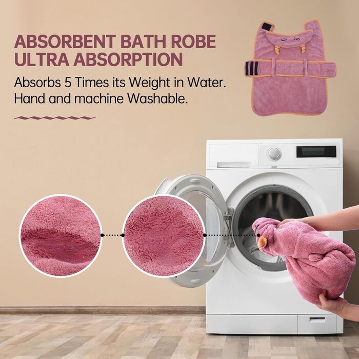 Рушник для собак, сушильний халат для собак, рожевий рушник для великих собак, халат з мікрофібри з капюшоном для регульованого пояса для Golden Retriever, Labrador 2XL XXL Рожевий