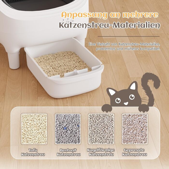 Автоматичний лоток для котів JUMMICO з самоочищенням, з керуванням через додаток, 12л, XXL, відкритий дизайн, безпека для котів 1,5-15кг