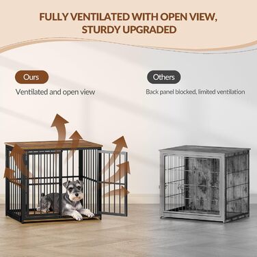 Будиночок для собак 100 см, дерев'яна собача клітка з 3 дверима, вінтажний коричневий, для середніх та великих порід, 100x60x70 см