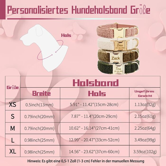 Персоналізоване собаче нашийник з металевою застібкою, з іменем та номером телефону. Регульовані розміри для великих та середніх собак (Collar 04)