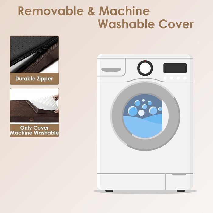 Ортопедичне ліжко для собак середніх порід EHEYCIGA 89x58x9 см, м'яке, знімний чохол, коричневе