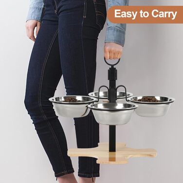 Підвищені годівниці для котів Optyuwah: набір 5 штук з нержавіючої сталі, регульована висота, для води та корму, також підходять для маленьких собак