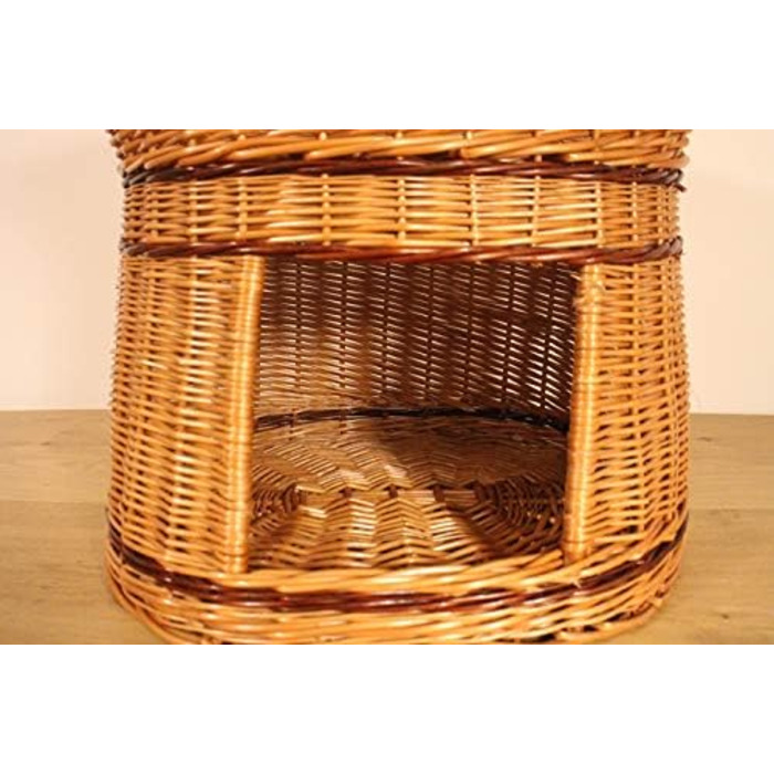 Дерев'яний кігтеточка-кімната для котів з подушками, кімната для собак, корзина для котів з ротангу, натуральний дизайн