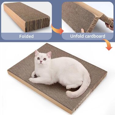Котячий когтетоп з картону: коробка-ліжко, міцний, двосторонній, 44x34x14 см (колір: коричневий)