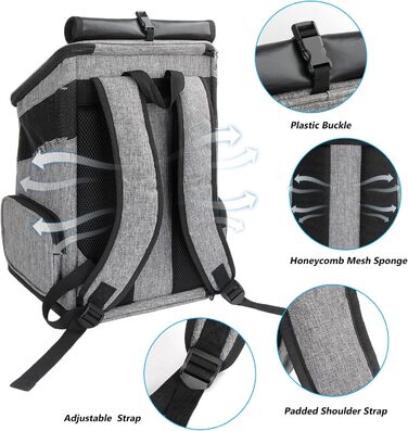 Рюкзак для кота/маленького собаки, складний, з вентиляцією та ремінцем безпеки, для подорожей та активного відпочинку