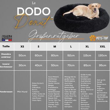 Кругле ліжко для собак Donut, чорне, 95 см, знімний чохол, 130x130x21 см