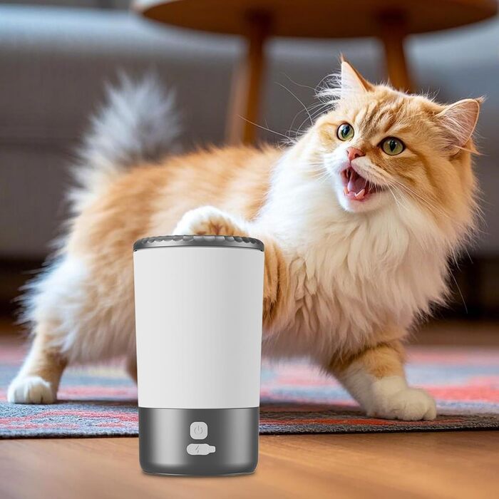 Електричний мийник лап для собак великих порід | Автоматичний мийник лап для котів та цуценят | Чорний/Білий