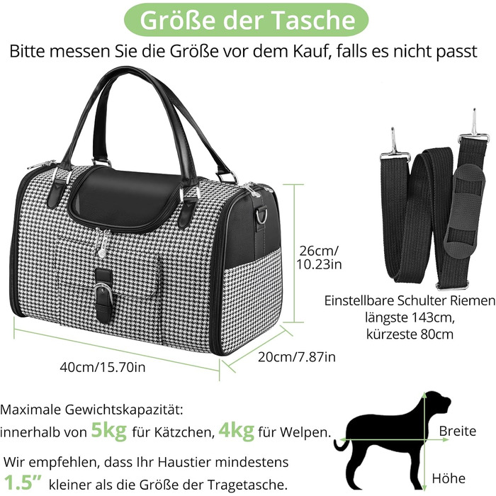 Транспортна сумка для собак та котів TAIKURA, переноска для тварин, дихаюча, з плечовим ременем та кишенями, до 5 кг (40x26x20 см)